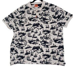 Nike Polo Shirt British Open Dri-Fit 2019 White Black Toile Print Men's Sz XXL